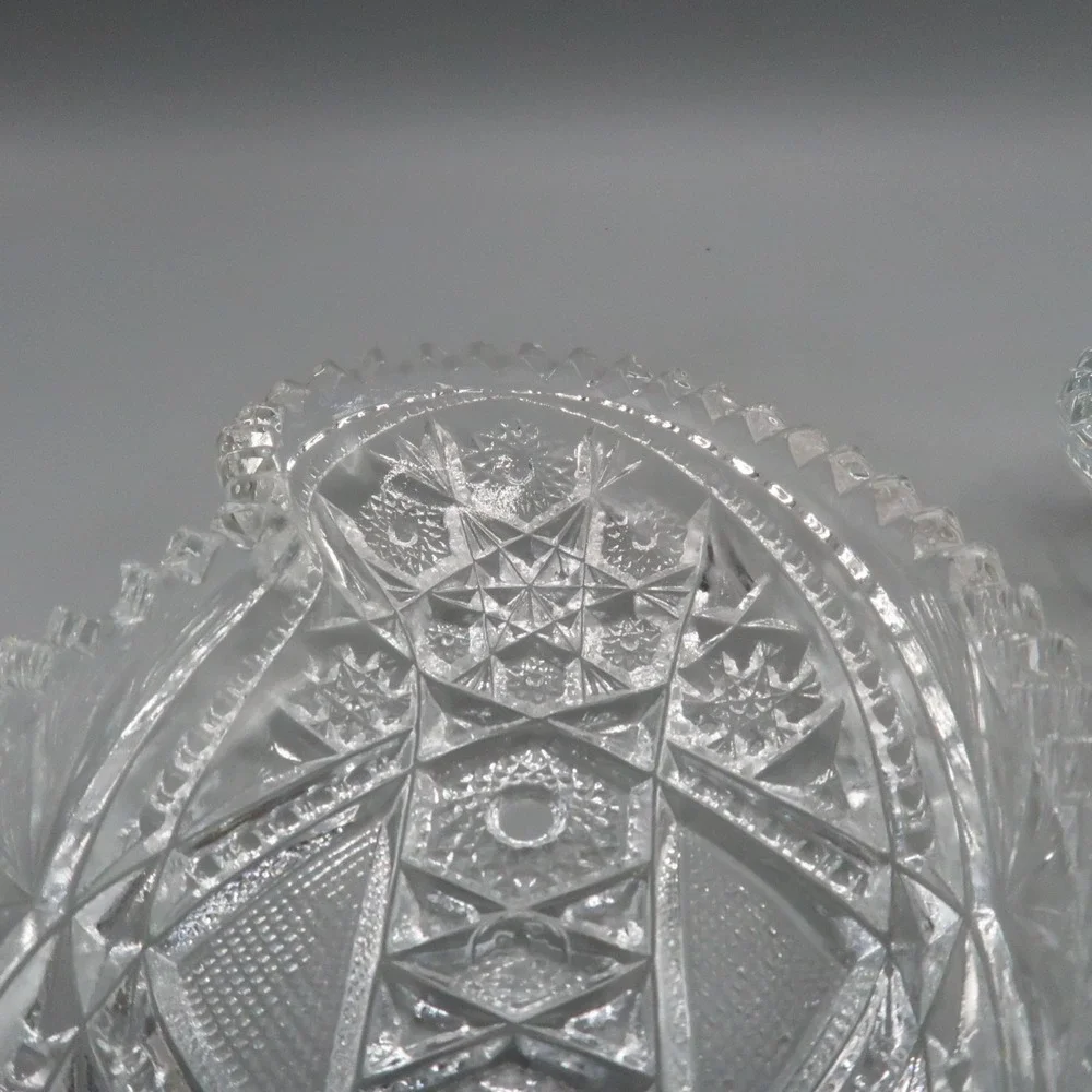2 Vintage EAPG McKee Jeannette Co. Glass‎ Fentec Pattern Cut Glass Relish Dish